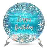 Toile de fond ronde Happy Birthday Diamond Blue Undersea